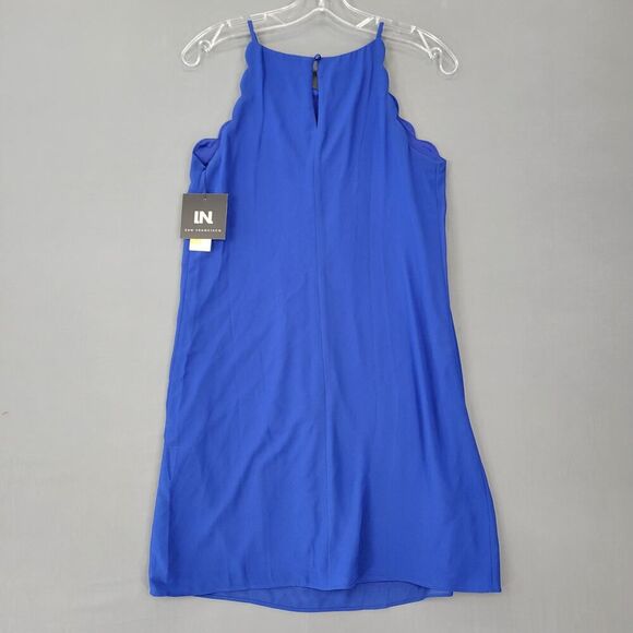 IN Blue Cobalt Mini Dress NEW $59 Sleeveless Sundress Pleated Scoop Women Size M - Picture 2 of 10